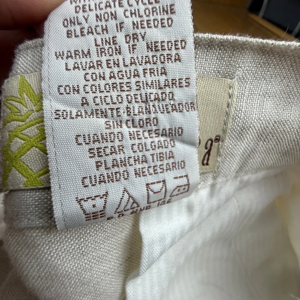 Cubavera‎ Mens XL 40-42 Beige Linen Blend Drawstring Straight Leg Casual Pants